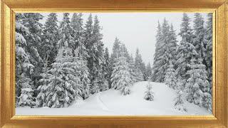 COZY WINTER Framed Art Screensaver, Free Wallpaper White Winter landscape for your TV 4K No sound
