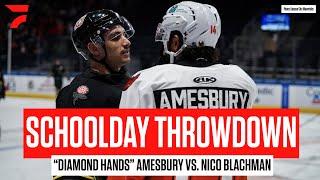 Diamond Hands Daniel Amesbury Fights Nico Blachman In ECHL Action Between Kansas City, Iowa