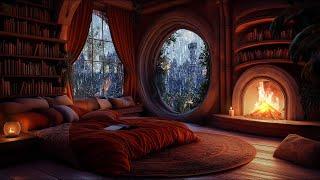 Instant Sleep in a Cozy Secret Castle Room - Rain, Fireplace and Thunderstorm Sounds