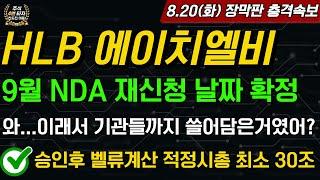 [바이오섹터] HLB 에이치엘비드디어 9월 NDA 재신청 날짜 확정 미쳤다 이래서 기관들이 장막판에 쓸어담은거였어? FDA 승인후 벨류계산 적정시총은?