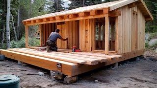 Building a Wood Cabin in the Middle of the Forest | @Mrhuubushcraft