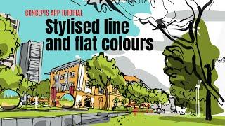 Stylised line and flat colour style with Concepts app (tutorial)