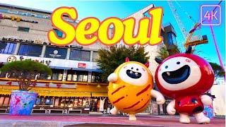 Seoul Sunrise Walking Tour | Hongdae Shopping Street Early Morning Walk | 4K/60FPS