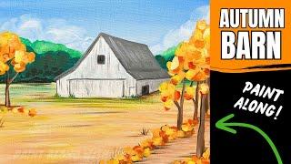 EP224- 'Autumn Barn' easy step by step autumn themed acrylic painting tutorial