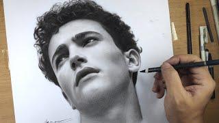 Realistic Portrait Drawing with Charcoal Pencil