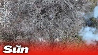 Ukrainian drones drop bombs on Russian troops and military vehicles in Bakhmut