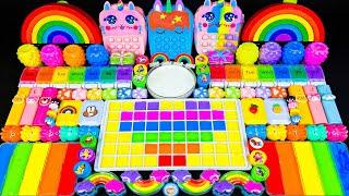 Playing Pop it and Slime ASMR | Rainbow Three Unicon Pop it vs Kuromi Bag Glossy Slime Mixing Random