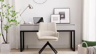 Wahson Modern Linen Home Office Swivel Desk Chair Occasional Task Chair for Bedroom/Office, Oatmeal