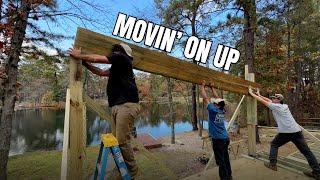 Setting a BIG Beam and MORE! Lakeside Dream Deck Build Part 2