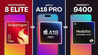 Snapdragon 8 Elite vs A18 Pro vs Dimensity 9400 | Full Specs Comparison