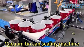 Automatic tomato paste negative pressure vacuum tin can crimping machine manufacturer