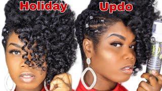 Easy holiday natural hair updo | design essentials almond and avocado collection