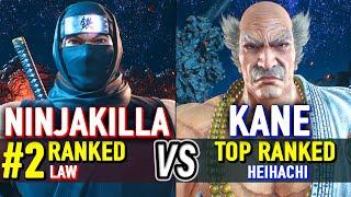 T8  NINJAKILLA (#2 Ranked Law) vs KANE (TOP Ranked Heihachi)  Tekken 8 High Level Gameplay