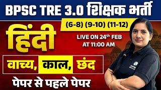BPSC TRE 3.0 Hindi Classes 6 to 8 (9-10) (11-12) | Hindi for Bihar Shikshak Bharti | Kalyani Ma'am