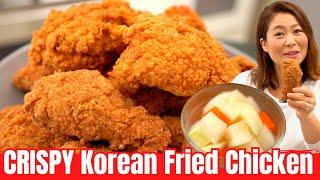 The MOST DELICIOUS CRISPY Korean Fried Chicken Recipe + Pickled Radish  후라이드치킨