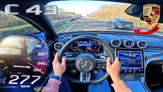 2023 Mercedes AMG C43 meets Porsche 992 C4S on AUTOBAHN!