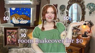 BEDROOM MAKEOVER without spending ANY money! (my apartment is my thrift store lol)