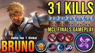 MCL FINALS!! 31 Kills Bruno Best Build and Emblem 100% IMMORTAL!! - Build Top 1 Global Bruno ~ MLBB