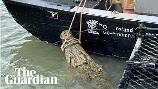 Enormous crocodile captured in north Queensland after houseboat scare