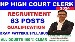 HP High Court Clerk Recruitment 2024 : 63 HP High Court Clerk Vacancy [Syllabus & Exam Pattern]