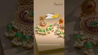 Emerald Beaded Peacock Earrings | The Pongal Collection | Kushal’s Fashion Jewellery