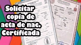 Solicitar copia certificada de acta de nac