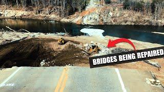 Bridge Progress and Bumpass Cove area following Nolichucky Flooding from Hurricane Helene