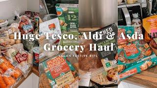 HUGE TESCO, ALDI & ASDA GROCERY HAUL - FESTIVE VEGAN BITS | Isobel Celine