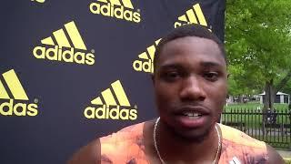 Noah Lyles after winning 150 at 2018 adidas Boost Boston Games