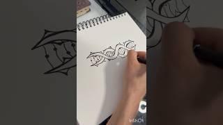 Gothic Thorn DNA Helix Drawing Artwork. 