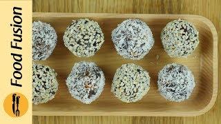 Khajoor Balls (dates) coated with coconut and sesame seeds- Food Fusion