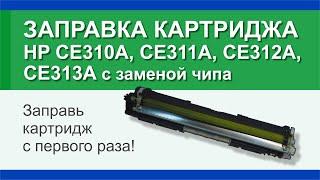 Заправка картриджа HP CE310A, CE311A, CE312A, CE313A: инструкция | Гильдия правильного сервиса