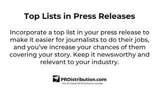 Power of Top Lists for Press Releases |  Press Release Distribution by PRDistribution.com