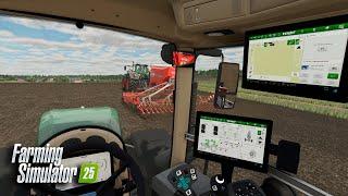 Ферма в Zielonka - Сеем ячмень на объединенных полях тракторами FENDT | Farming Simulator 25