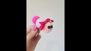 #Короткое : DIY милая  заколка гусеничка из помпонов