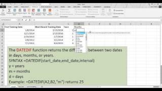 Excel DATEDIF function