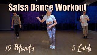 15 Minute 5 Level Salsa Dance Workout | 5 Songs - 5 Difficulty Levels | Follow Along Dance Routine