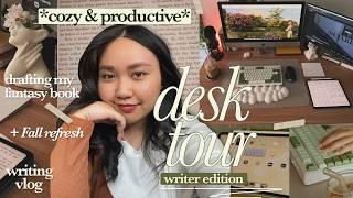  drafting my gothic fantasy book bc it’s spooky szn + cozy writing space refresh | vlog • desk tour