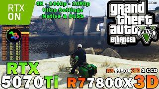 GTA 5 Enhanced Ray Tracing | RTX 5070 Ti | Sim. R7 7800X3D | 4K - 1440p - 1080p | Maximum Settings