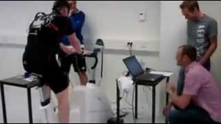 Exercise physiology test performed in the lab on a cyclergometer with K4b2 metabolic monitor