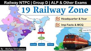 Indian Railway Zone | Railway NTPC | 19 Zone | Crazy GkTricks | By Akshay Sir