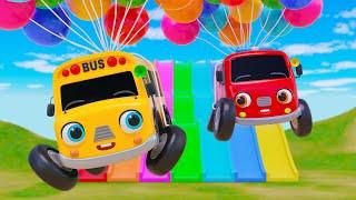 Funny Games with Baby Cars and Balloons on The Slide | Nursery Rhymes & Kids Songs - Baby Car Songs