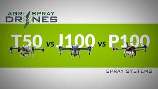 EAVision J100 vs DJI T50 vs XAG P100 | Spray Systems