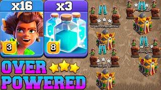 Th16 Attack Strategy With New Root Rider & Clone Spell !! Th16 New Troops Attack in Clash Of Clans