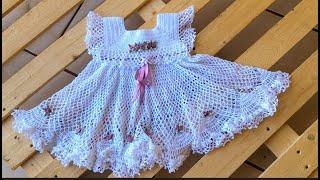 VESTIDO CROCHE BEBE FESTA AULA1 TM 0-3 MESES  #ARACELLYCOSTACROCHEATELIE #VESTIDOBEBE #VESTIDOCROCHE