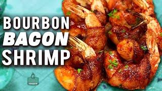 Bourbon Glazed Bacon Wrapped Smoked Shrimp - The Perfect Appetizer!