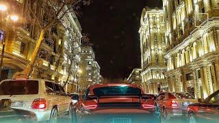 Baku City - Driving tour (1 Jan 2025) Accompanied by music Beautiful streets of Baku  - Azerbaijan