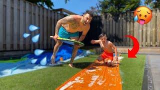 SLIP N SLIDE MET VEEL ZEEP & SCHUIMPARTY IN DE TUIN! | #571