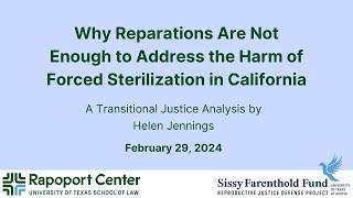 Helen Jennings: Why Reparations Are Not Enough to Address the Harm of Forced Sterilization