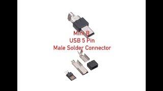 Mini B USB 5 Pin Male Solder Connector P#108